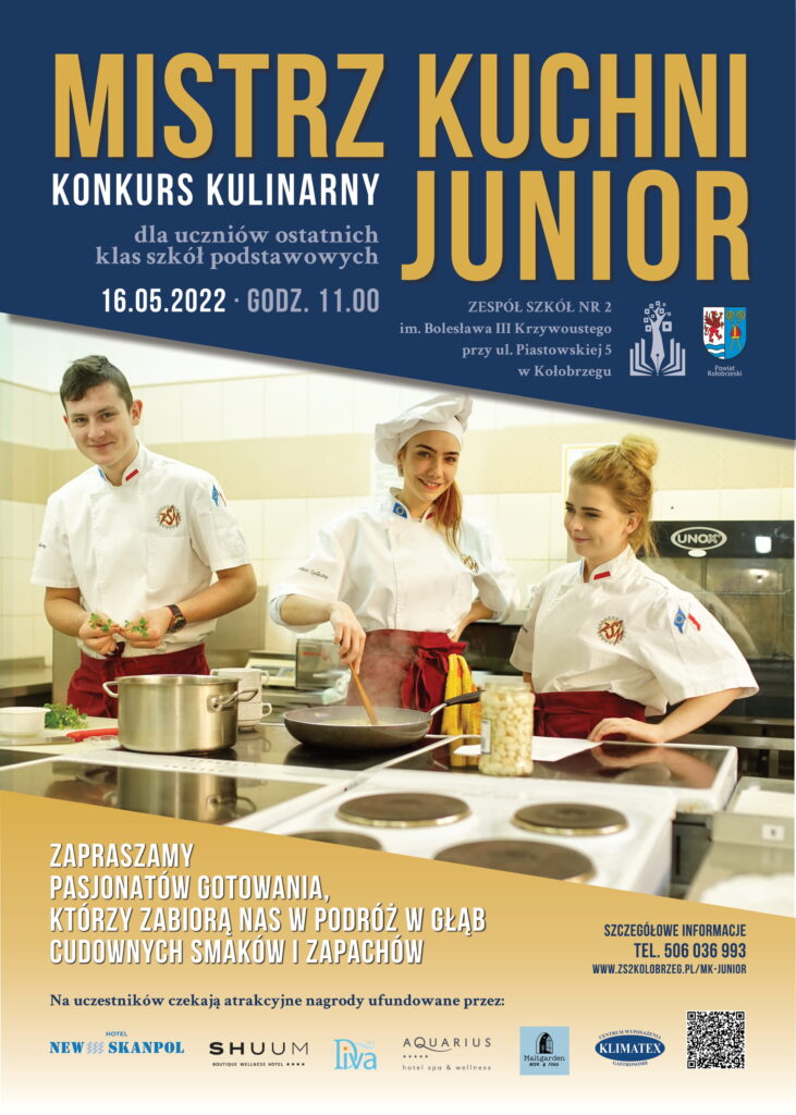 Plakat z informacjami o konkursie Mistrz Kuchni Junior